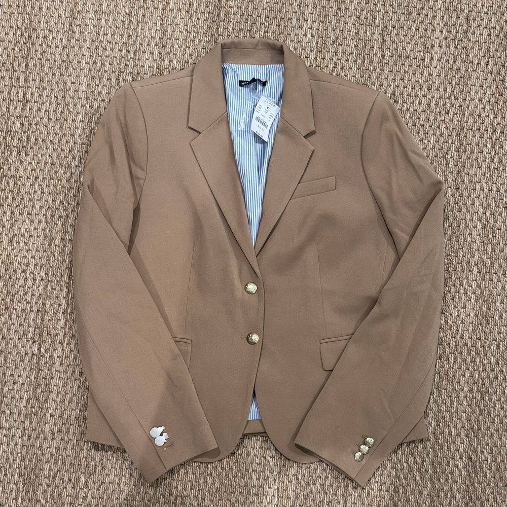 J. Crew Tan Blazer with Striped Lining
